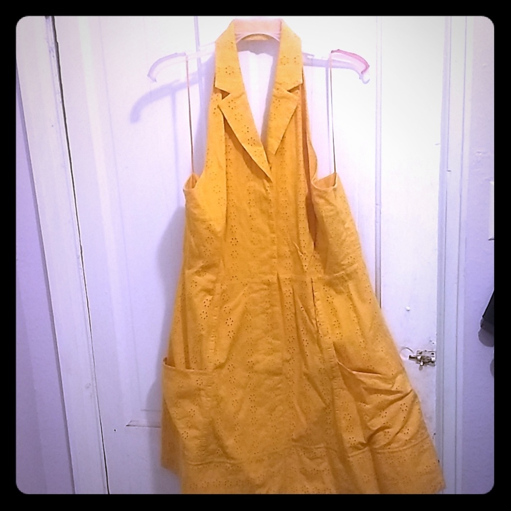 Vintage Inspired Gold Halter Dress